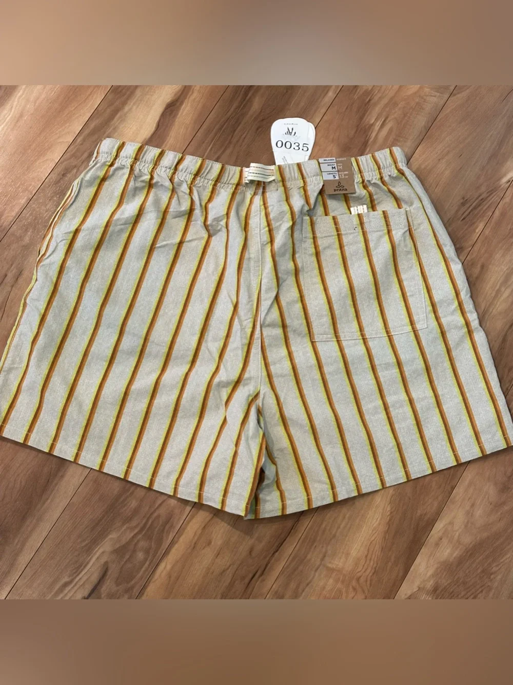 NWT prAna Indio Heritage Shorts Yarrow Stripe Relaxed Fit Elastic Waist Size M